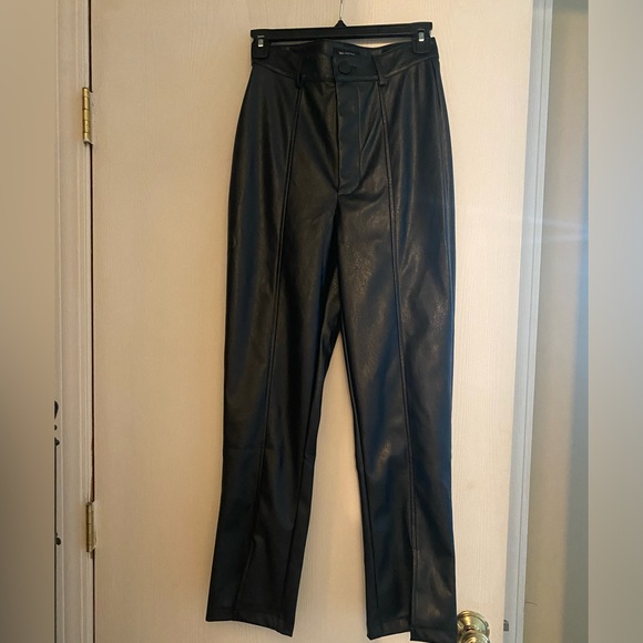 Wildfox Faux Leather Split Hem Straight Pant - Picture 2 of 3